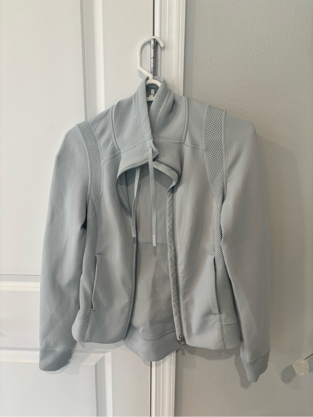 lululemon athletica Pale Gray Bomber Jacket with Mesh Panels